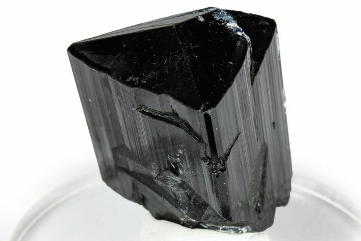 Hyalite Opal on Black Tourmaline (Schorl) Crystal - Namibia #348752